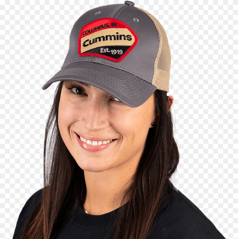 Cummins Hat Vintage Crest Logo Baseball Cap, Baseball Cap, Clothing, Adult, Person Free Png