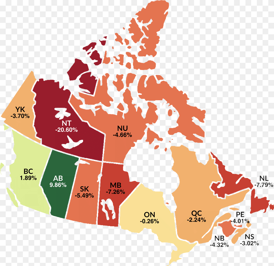 Cumulative Interprovincial Migration Blank Coloured Map Of Canada, Chart, Plot, Atlas, Diagram Free Transparent Png