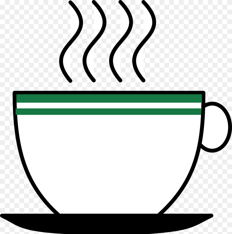 Cup Hot Coffee Drink Tea Steam Beverage Saucer Hot Beverages Clip Art, Bowl, Cutlery, Soup Bowl, Fork Free Png Download