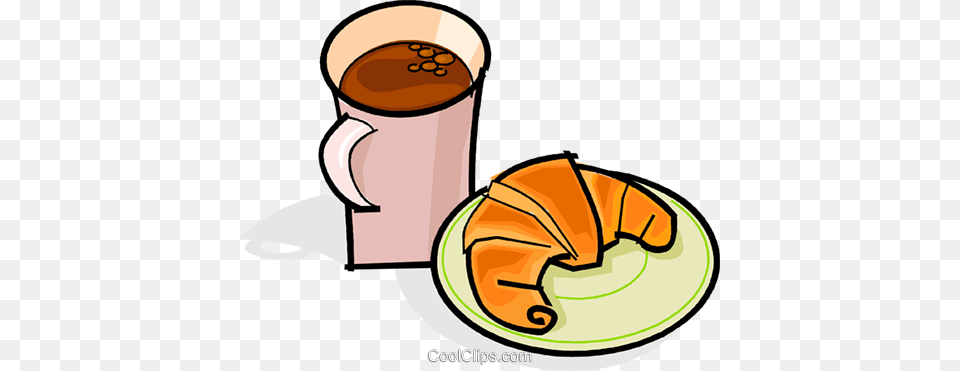 Cup Of Coffee And Croissant Royalty Vector Clip Art, Food Free Png
