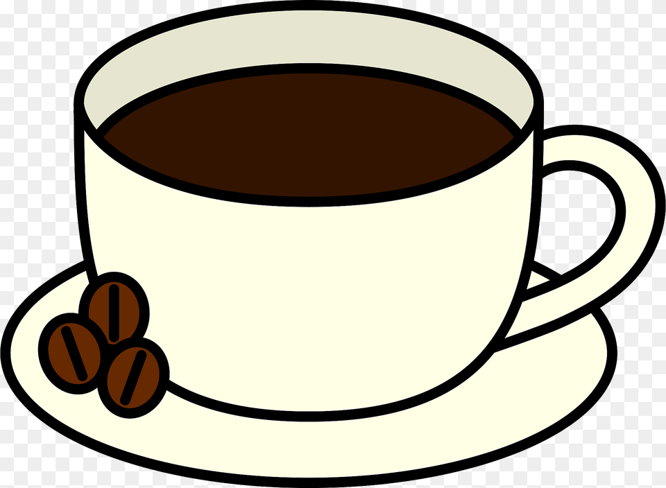 Cup Of Coffee With Coffee Beans On The Saucer Clipart, Beverage, Coffee Cup Free Png Download