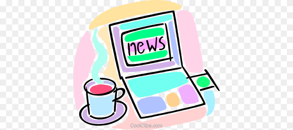 Cup Of Coffee With Morning News Royalty Vector Clip Art, Bulldozer, Machine Free Png