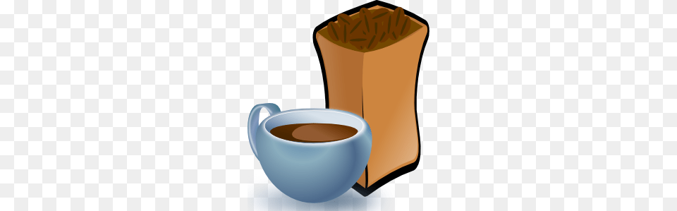 Cup Of Coffee With Sack Of Coffee Beans Clip Art, Herbal, Herbs, Plant, Beverage Free Png Download
