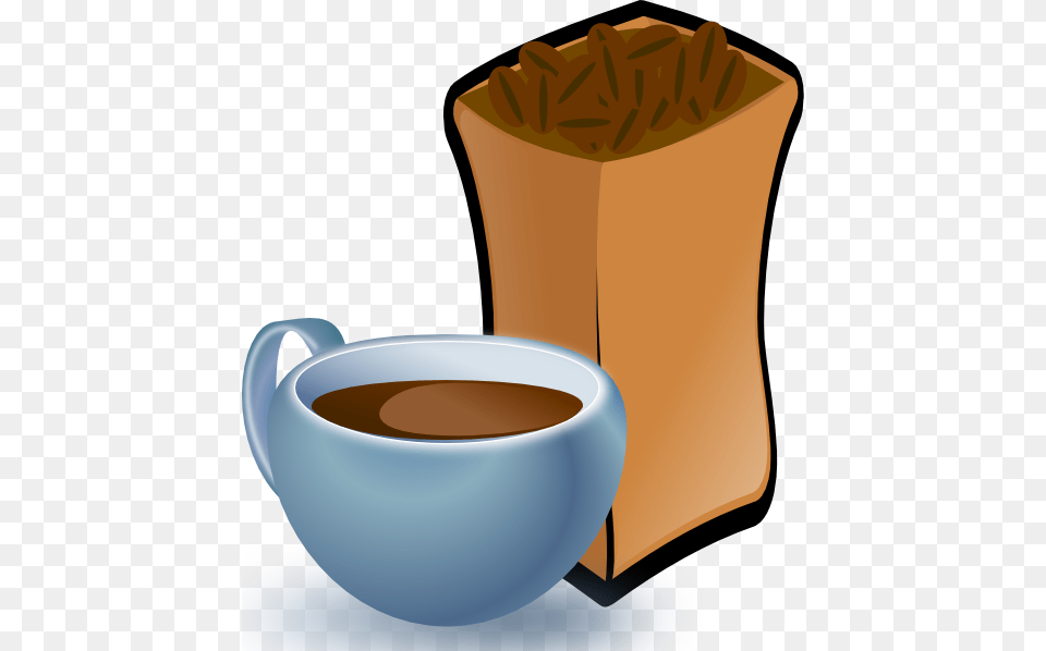 Cup Of Coffee With Sack Of Coffee Beans Clip Art At Coffee Beans Clip Art, Herbal, Herbs, Plant, Beverage Free Transparent Png