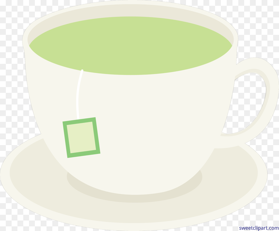 Cup Of Green Tea On Dish Clip Art, Saucer, Beverage Free Png Download