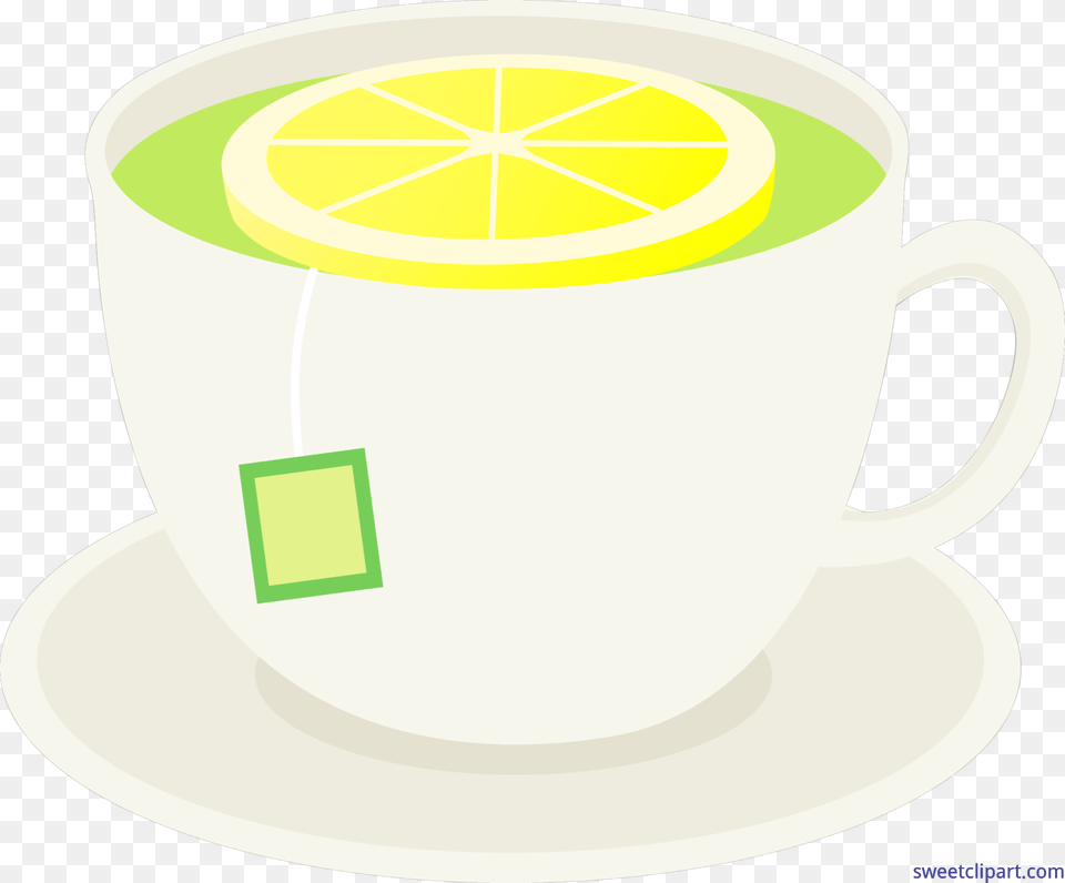 Cup Of Green Tea With Lemon Clip Art, Saucer, Citrus Fruit, Food, Fruit Png