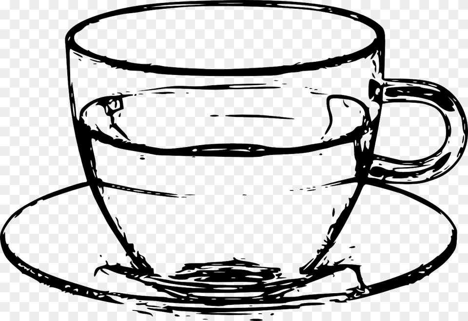 Cup Of Water Clipart Black And White, Saucer Free Transparent Png