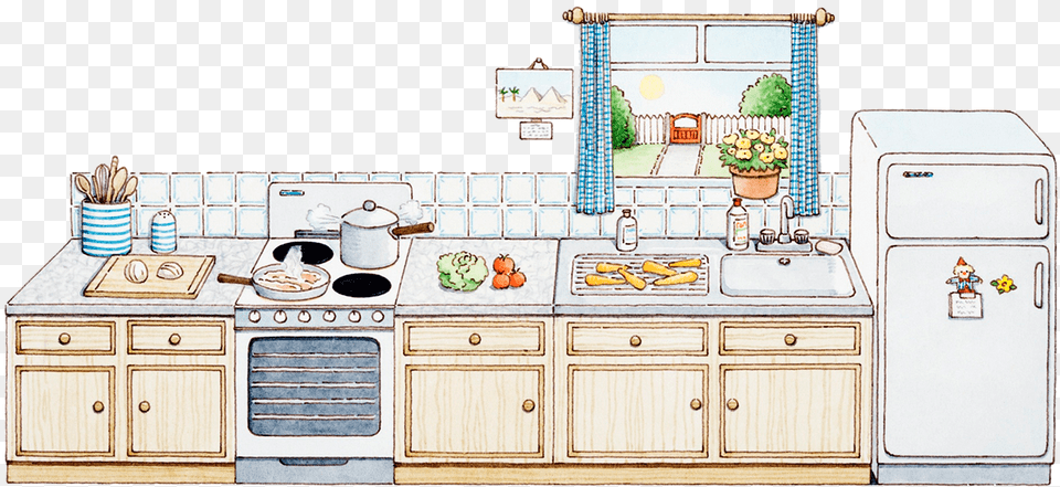 Cupboard Kitchen For Cartoon House, Indoors, Plant, Person Free Png Download