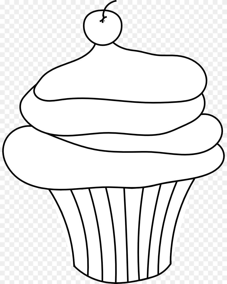 Cupcake Black And White Cupcake Outline Clipart Black Cupcake Outline Vector, Cake, Cream, Dessert, Food Png Image