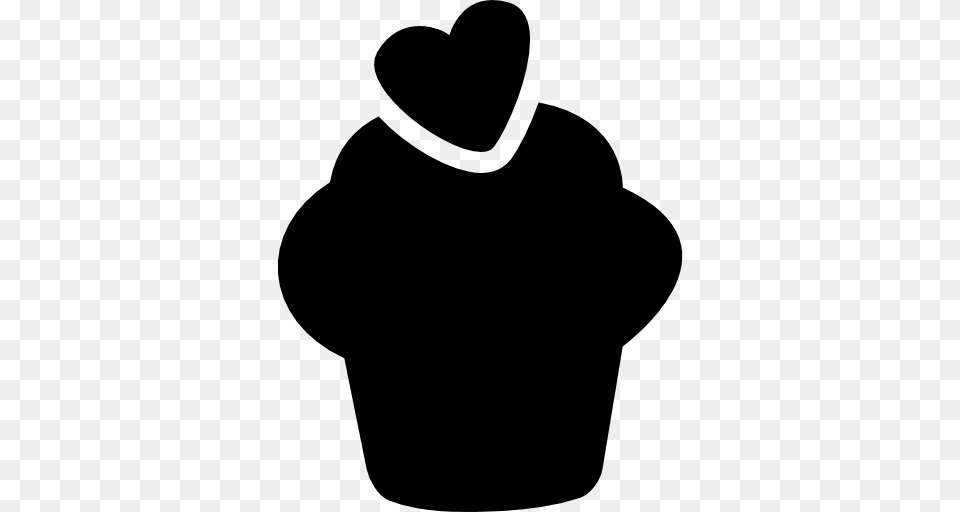 Cupcake Black Silhouette With A Heart On Top, Clothing, Hat, Stencil, Hoodie Png