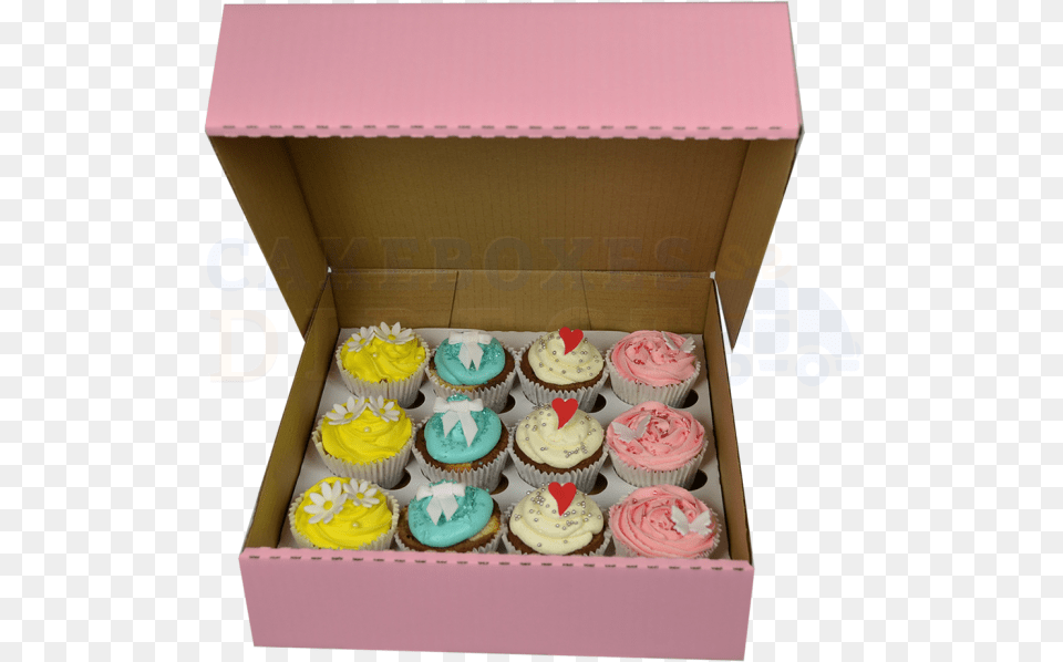 Cupcake Box Pink With 6cm Dividers Box Of 12 Cupcakes Price, Cake, Cream, Dessert, Food Png