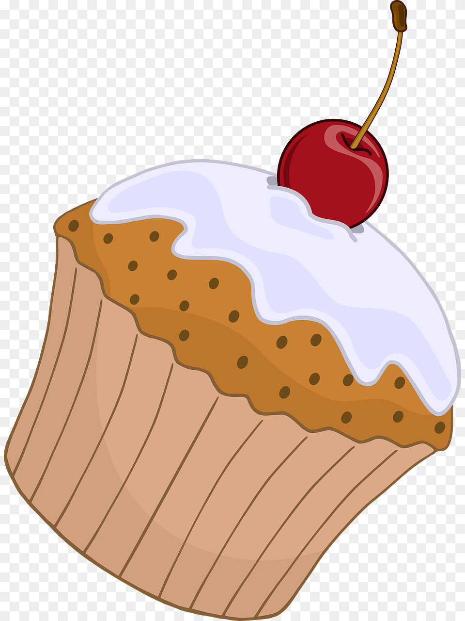 Cupcake Cake Cherry Stalk Icing Frosting Cliparts Muffin, Cream, Dessert, Food, Fruit Free Png
