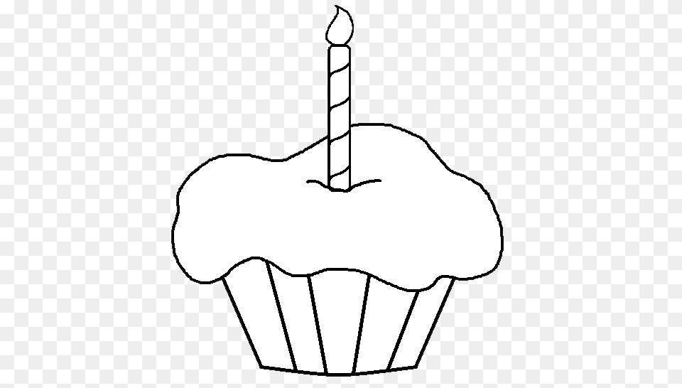 Cupcake Candle Clip Art Black And White, Cake, Cream, Dessert, Food Free Png Download