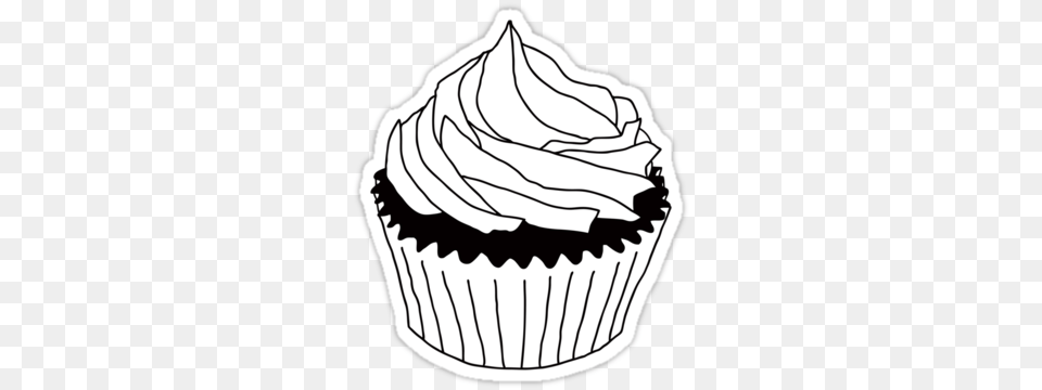 Cupcake Clip Art Black And White, Cake, Cream, Dessert, Food Free Transparent Png