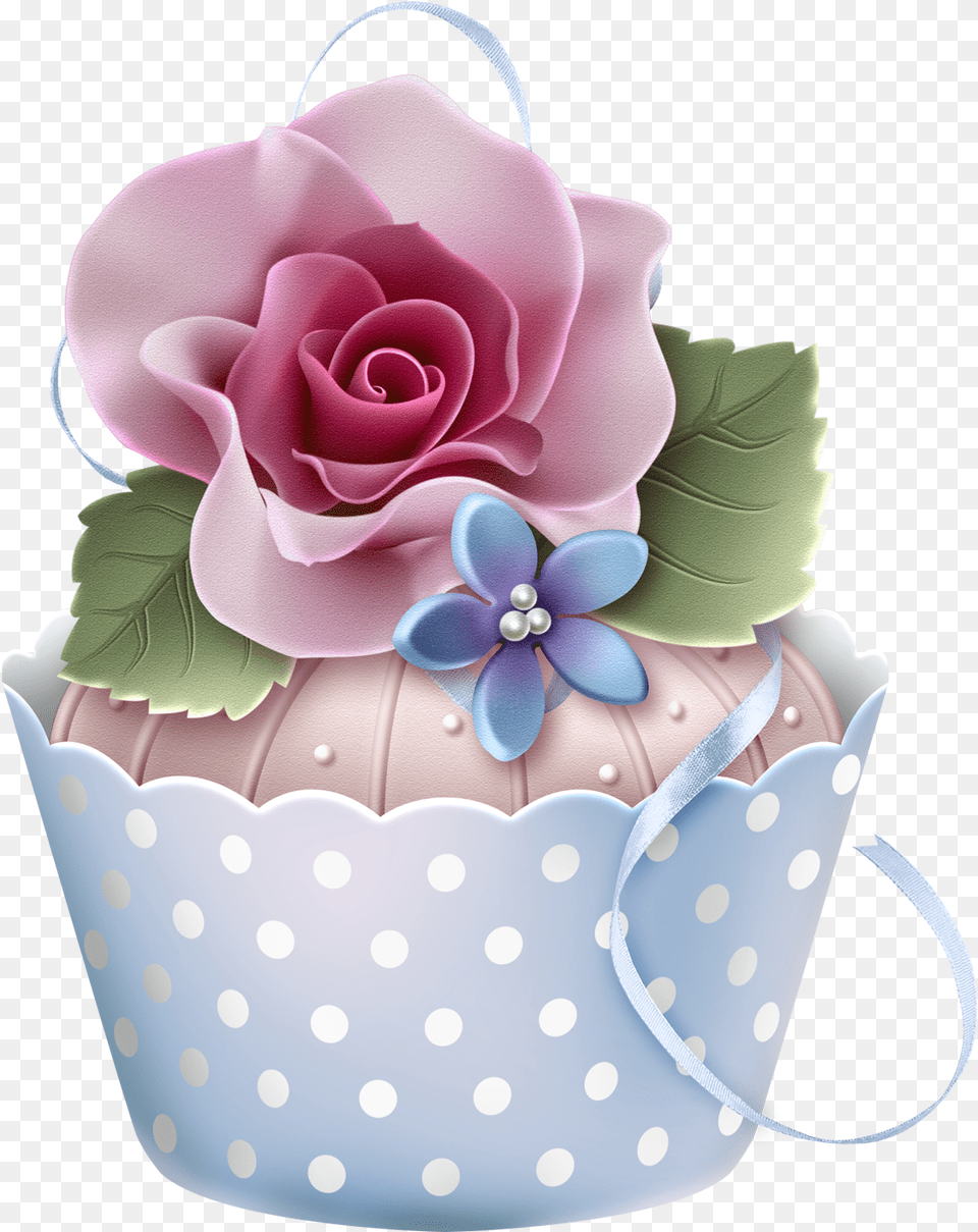 Cupcake Clip Art Flower Flower Cupcake Clipart, Rose, Plant, Food, Birthday Cake Free Png Download