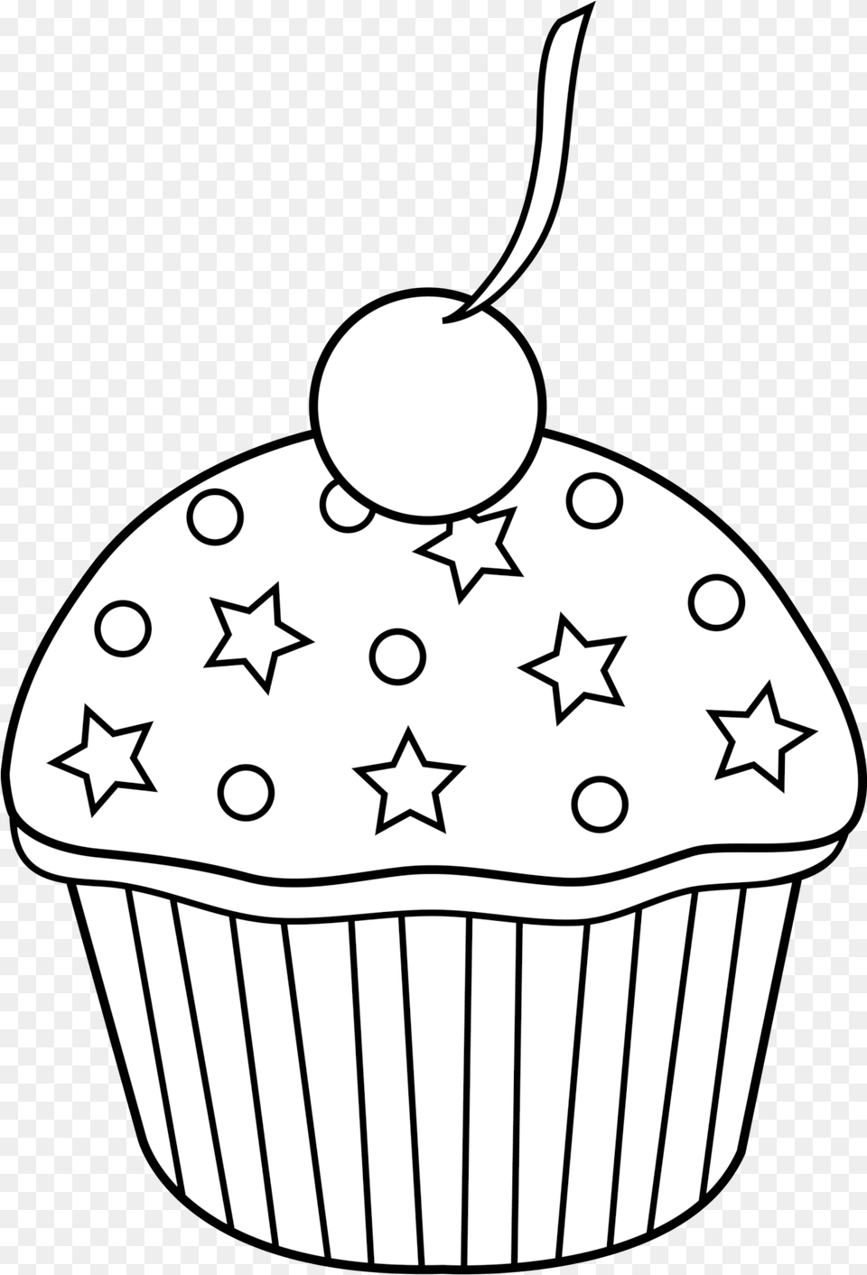 Cupcake Clipart Black And White, Cake, Cream, Dessert, Food Free Transparent Png