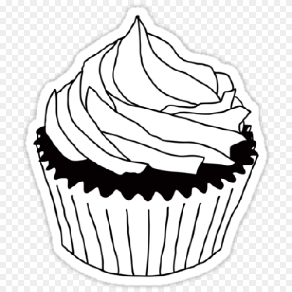 Cupcake Clipart Black And White Clipart Download, Cake, Cream, Dessert, Food Free Transparent Png