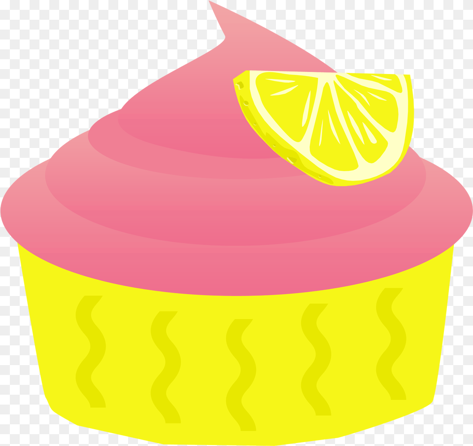 Cupcake Clipart Pink And Yellow Cupcake Clipart, Cake, Icing, Food, Dessert Free Png Download