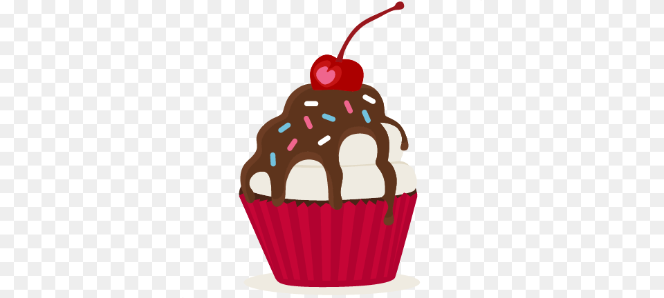 Cupcake For Scrapbooking Cherry, Cake, Cream, Dessert, Food Free Png Download