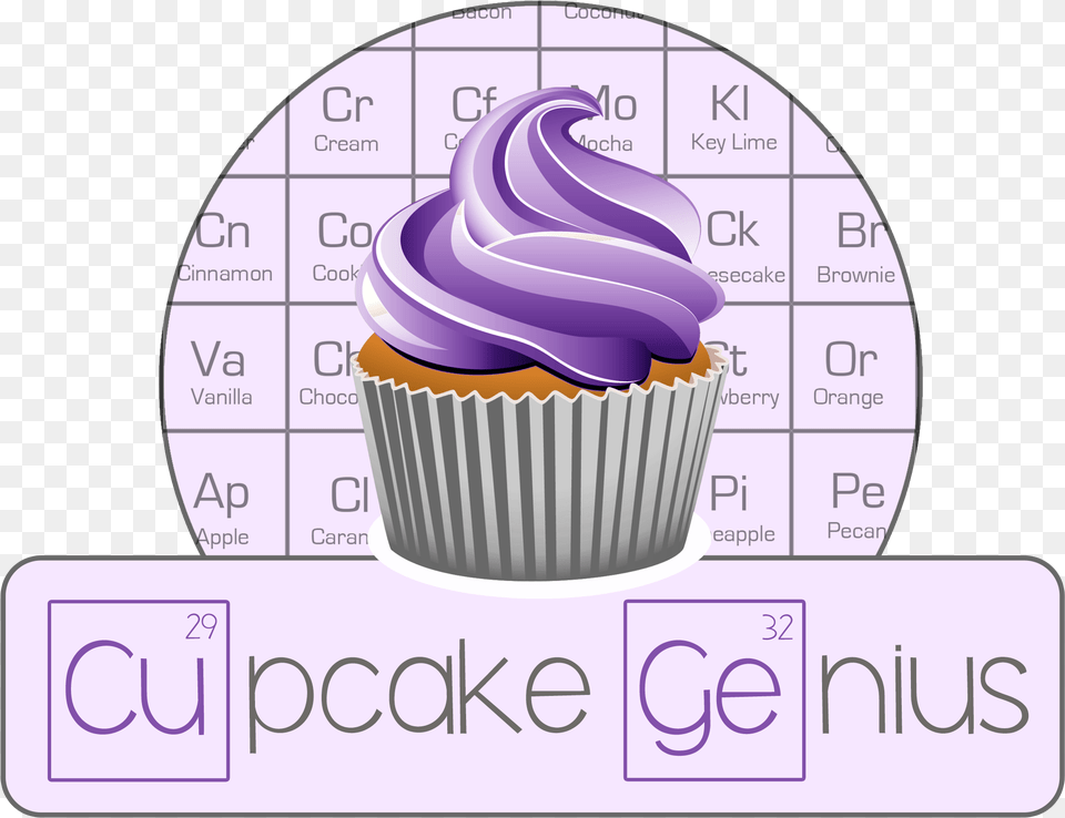 Cupcake Genius Logo, Cake, Cream, Dessert, Food Free Transparent Png