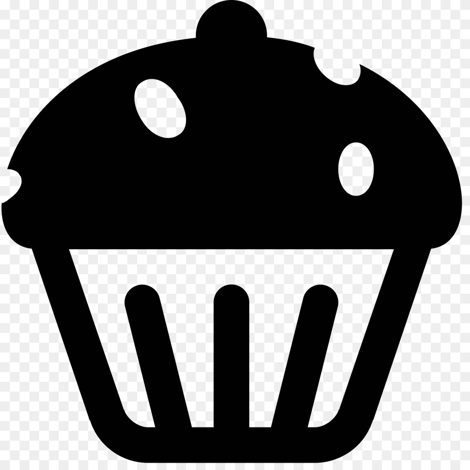 Cupcake Icon, Gray Png