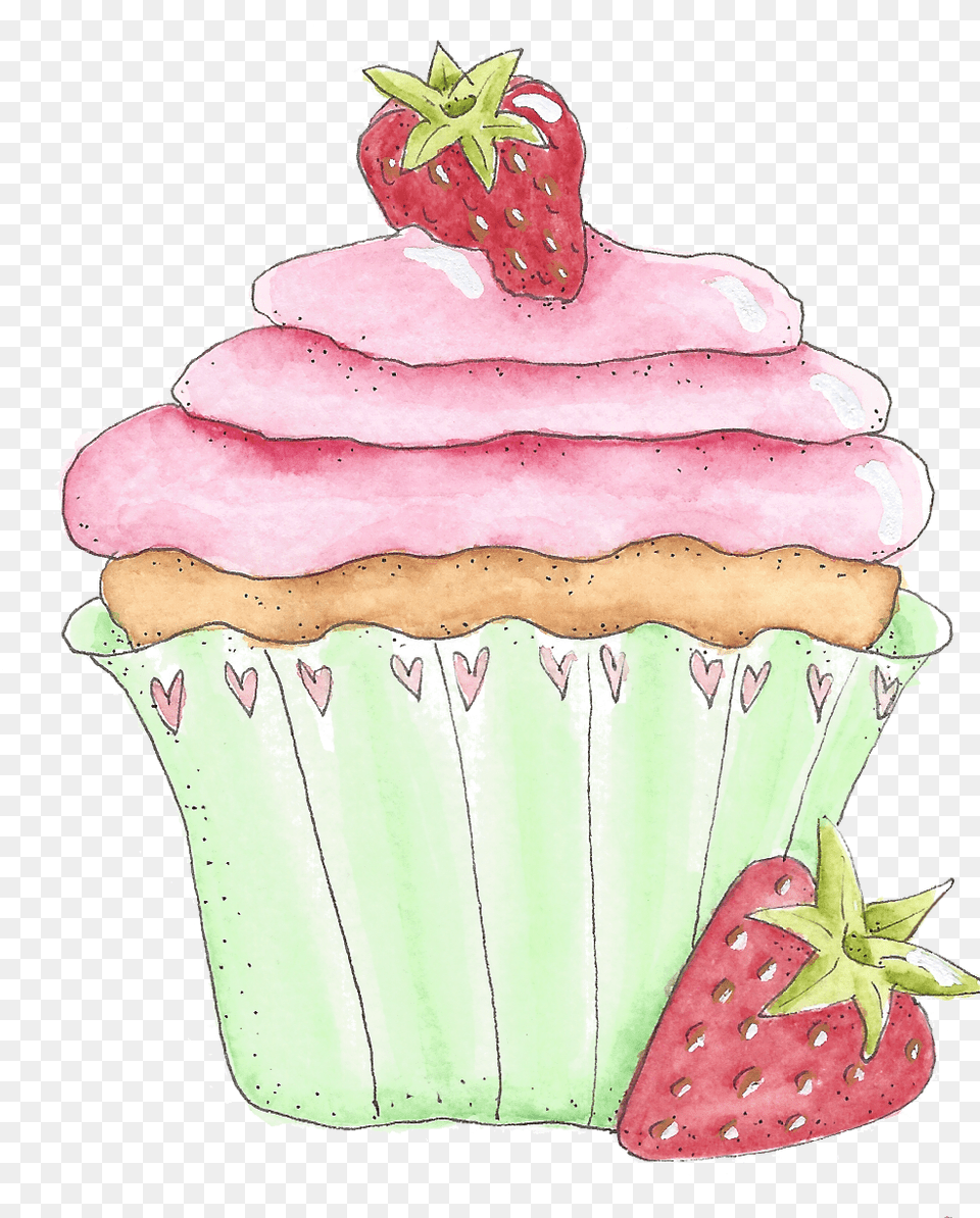 Cupcake Love Cupcake Illustration Cupcake Art Love Strawberry Cupcake Clipart, Berry, Produce, Plant, Fruit Png Image