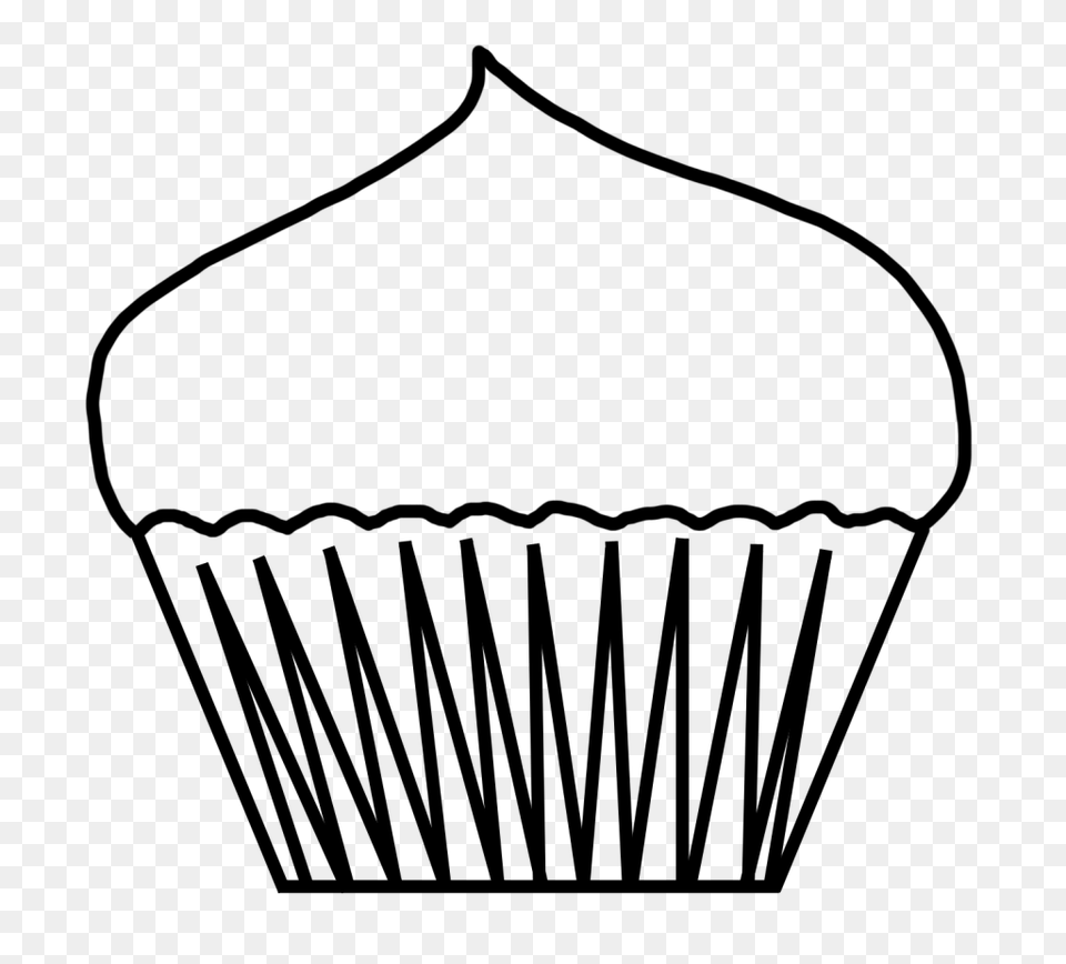 Cupcake Outline, Gray Free Transparent Png