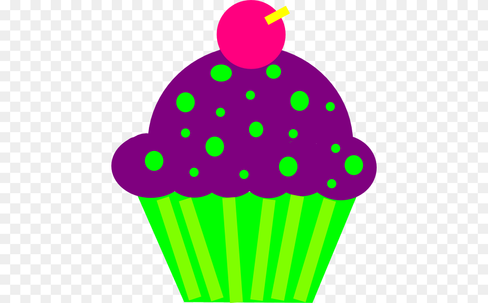 Cupcake Purple And Lime Clip Art, Cake, Cream, Dessert, Food Free Png Download
