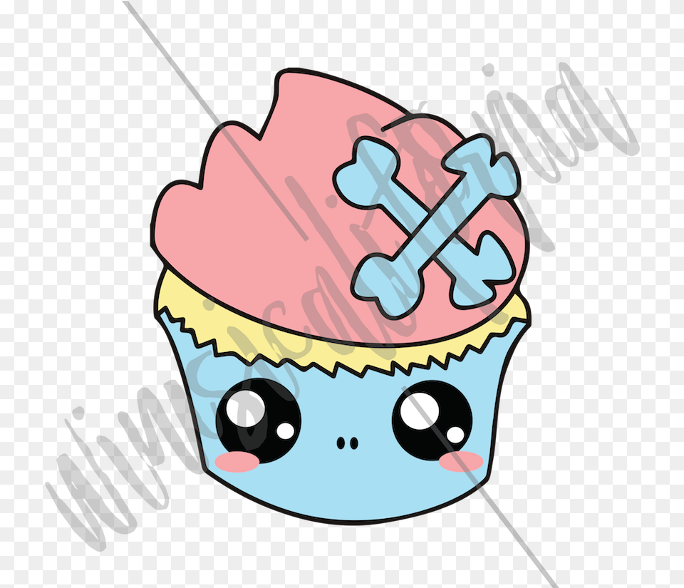 Cupcake Scull Drawn Cupcake, Cake, Cream, Dessert, Food Free Png