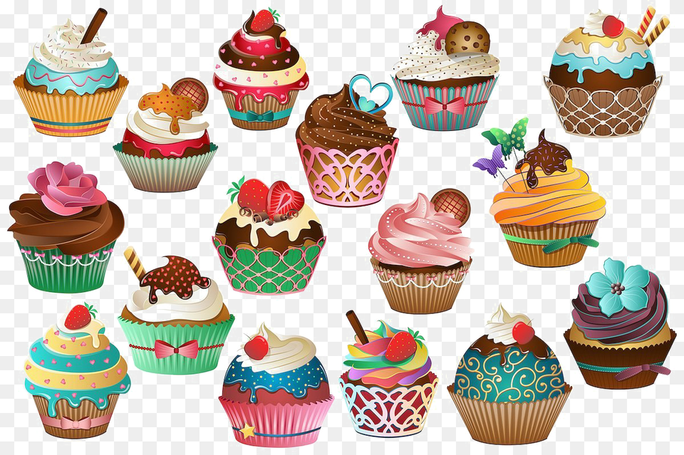 Cupcake Transparent Background Cupcake Illustration Vector, Cake, Cream, Dessert, Food Png Image