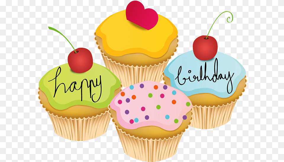 Cupcake Vector Graphics Birthday Illustration Cakepop Happy Birthday Cartoon Cupcakes, Cake, Cream, Dessert, Food Free Png Download
