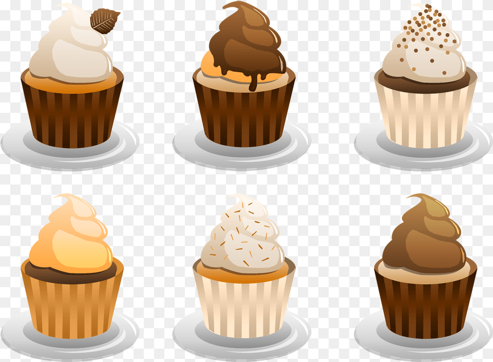 Cupcake Vector Vanilla Autumn Cup Cakes Full Size Transparent Background Vanilla Cupcake Clipart, Cake, Cream, Dessert, Food Png