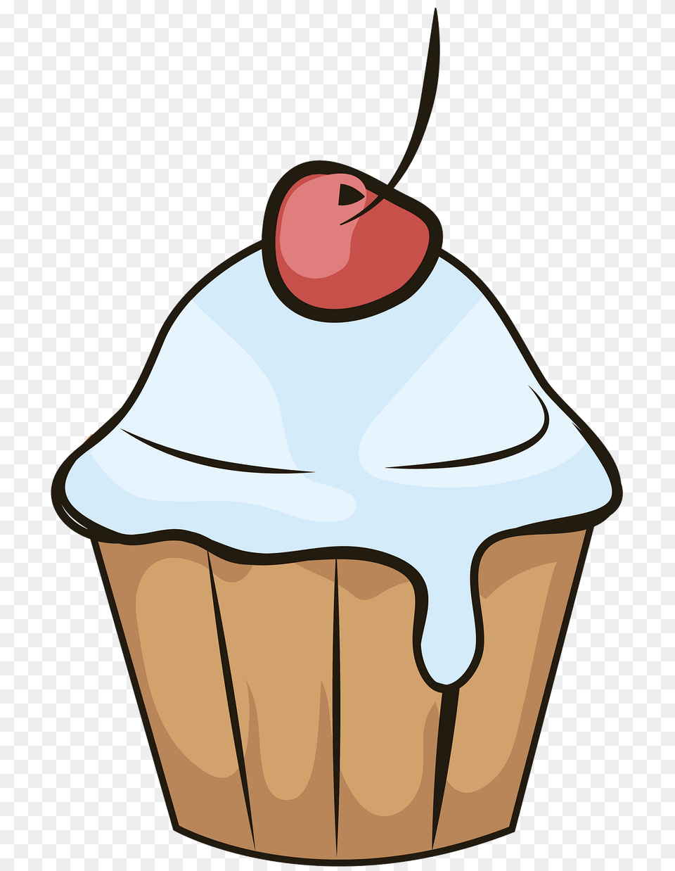 Cupcake With A Cherry Clipart, Cake, Cream, Dessert, Food Png