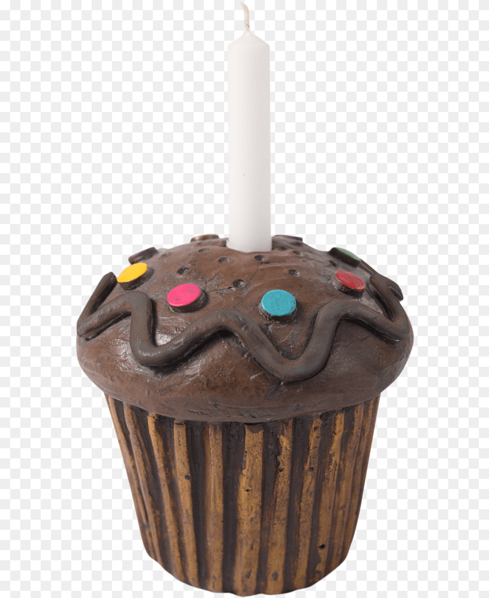 Cupcake With Candle Cupcake, Dessert, Cake, Cream, Food Free Png