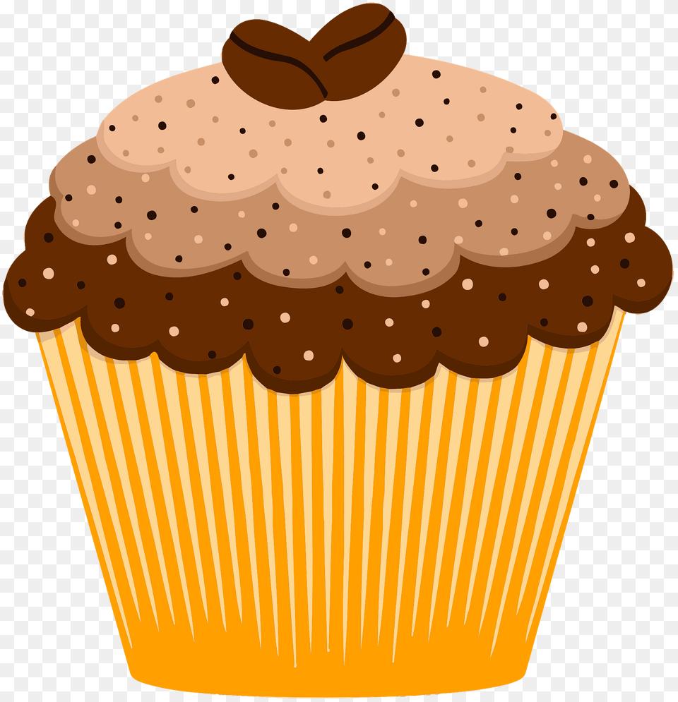 Cupcake With Chocolate Frosting Clipart, Cake, Cream, Dessert, Food Png Image