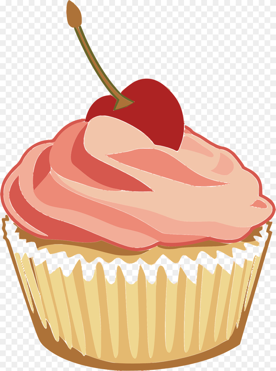 Cupcake With Pink Frosting And A Cherry Clipart, Cake, Cream, Dessert, Food Free Transparent Png