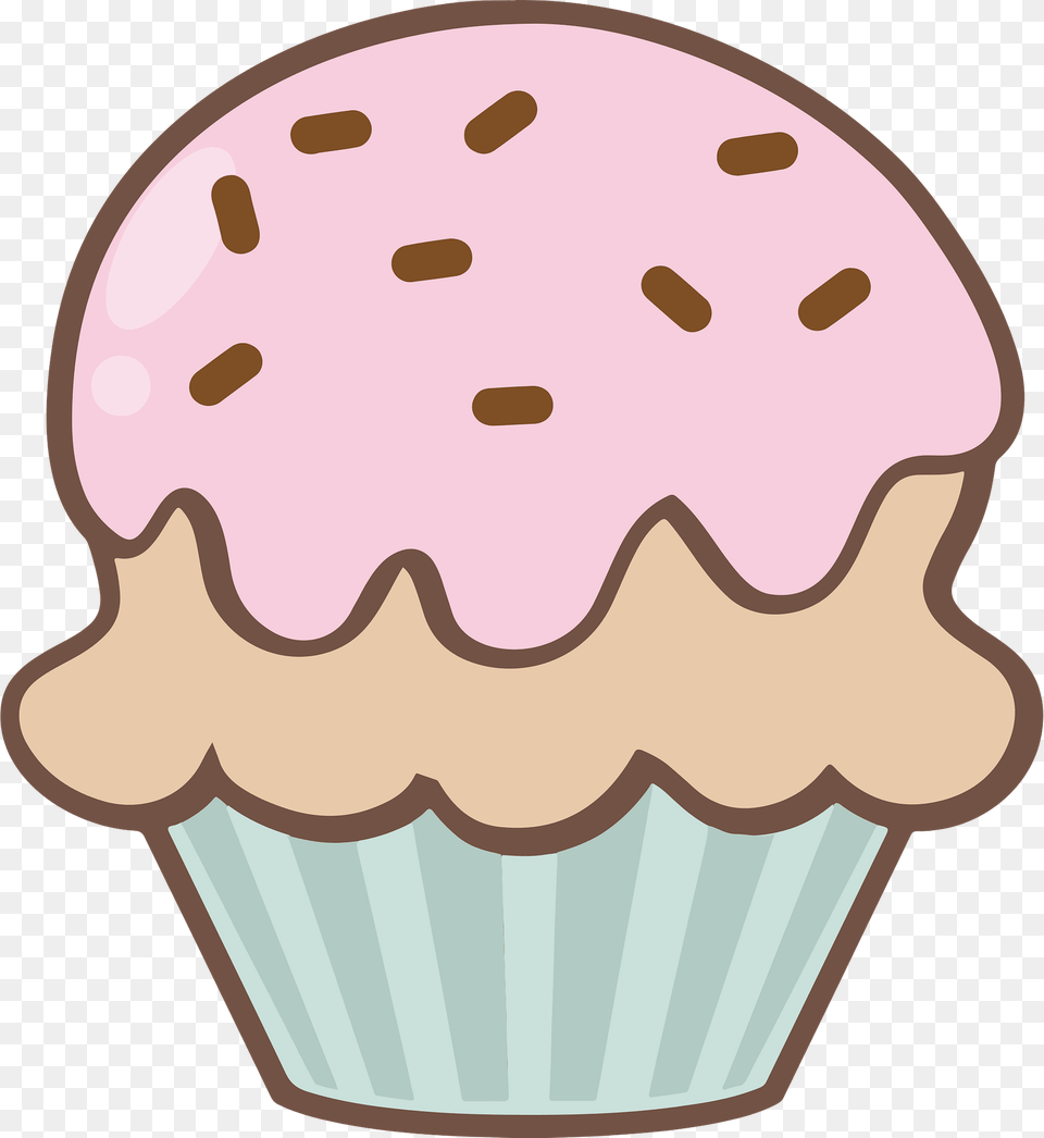 Cupcake With Pink Frosting And Sprinkles Clipart, Cake, Cream, Dessert, Food Png