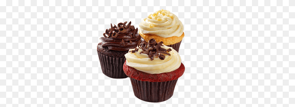 Cupcake Yummy Trio, Cake, Cream, Dessert, Food Free Transparent Png