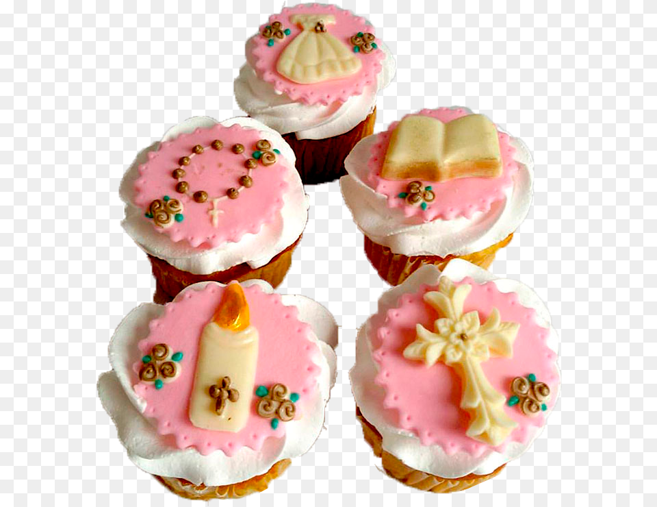 Cupcakes De Primera Comunin, Cake, Cream, Cupcake, Dessert Free Png