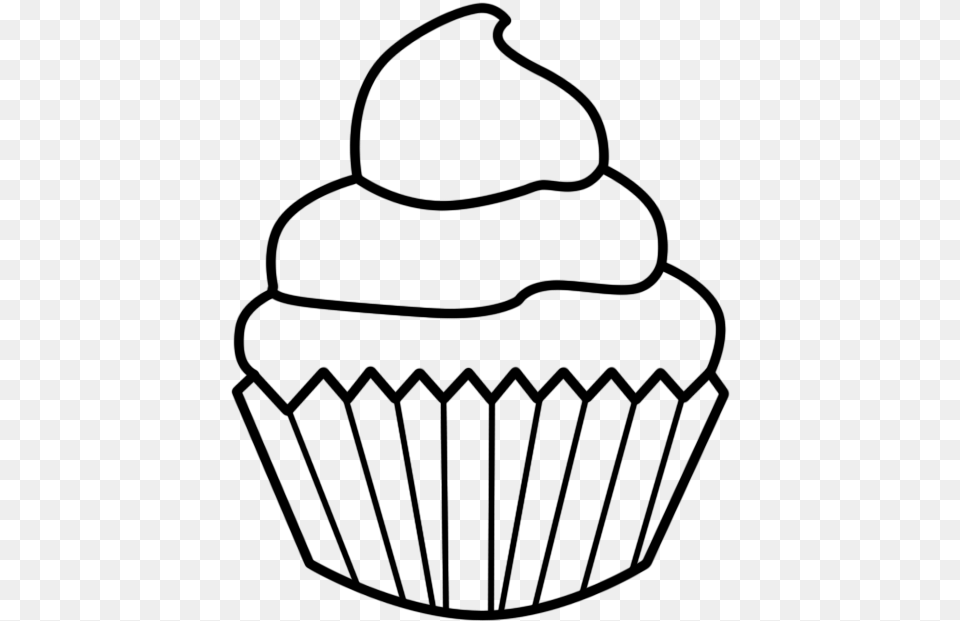 Cupcakes Drawing Discovered By Veronica On We Heart Cupcake Clipart Black And White, Gray Free Png