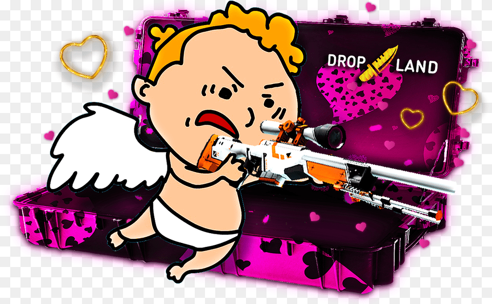 Cupid Cartoon, Baby, Person, Face, Firearm Png Image