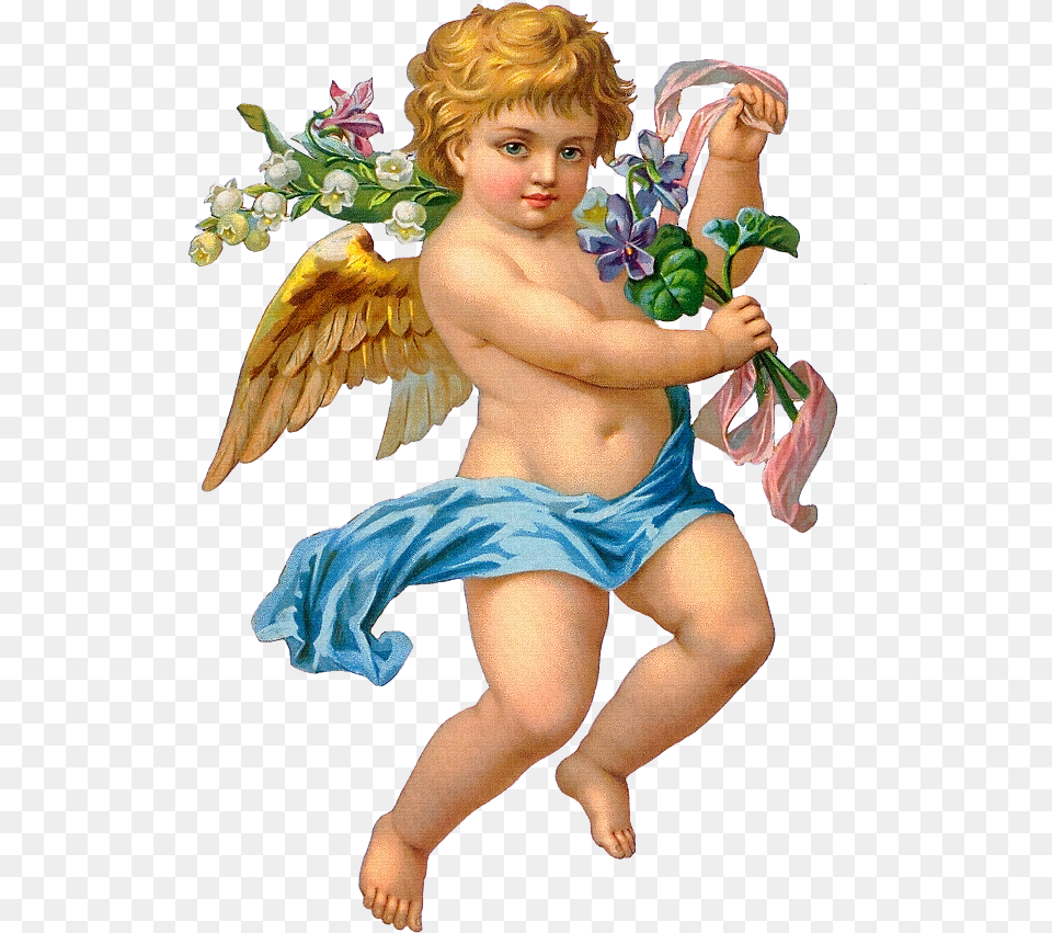 Cupid Clipart Cherub, Person, Baby, Angel, Flower Arrangement Png Image