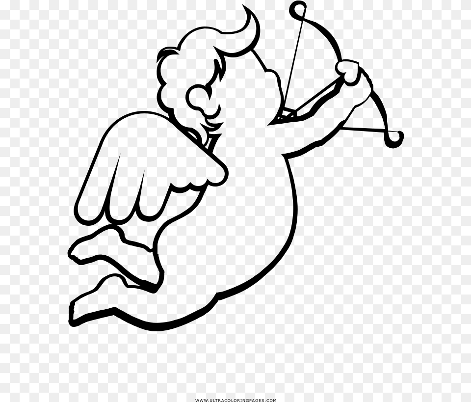 Cupid Coloring, Gray Png Image