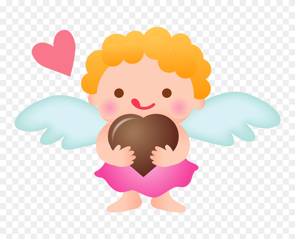 Cupid Holding Chocolate Heart Clipart, Baby, Person Png