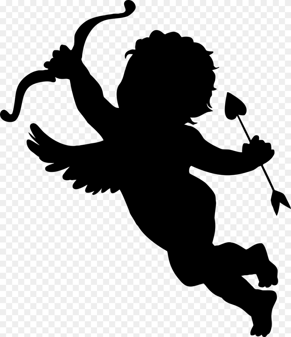 Cupid Image Background Cupid Silhouette, Gray Png