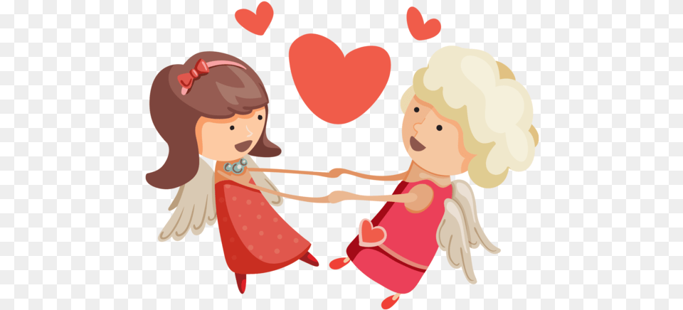Cupid Love Angel Cartoon Heart For Valentines Day 1762x1418 Holding Hands, Baby, Person, Face, Head Png Image