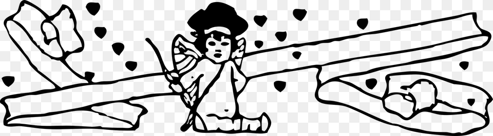 Cupid Love Drawing Black And White Human, Gray Free Transparent Png