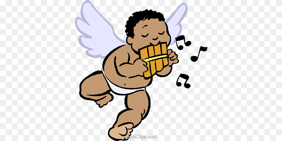 Cupid Playing A Flute Royalty Vector Clip Art Illustration, Baby, Person, Face, Head Png Image