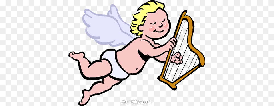 Cupid Playing A Harp Royalty Vector Clip Art Illustration, Baby, Person, Face, Head Free Png Download