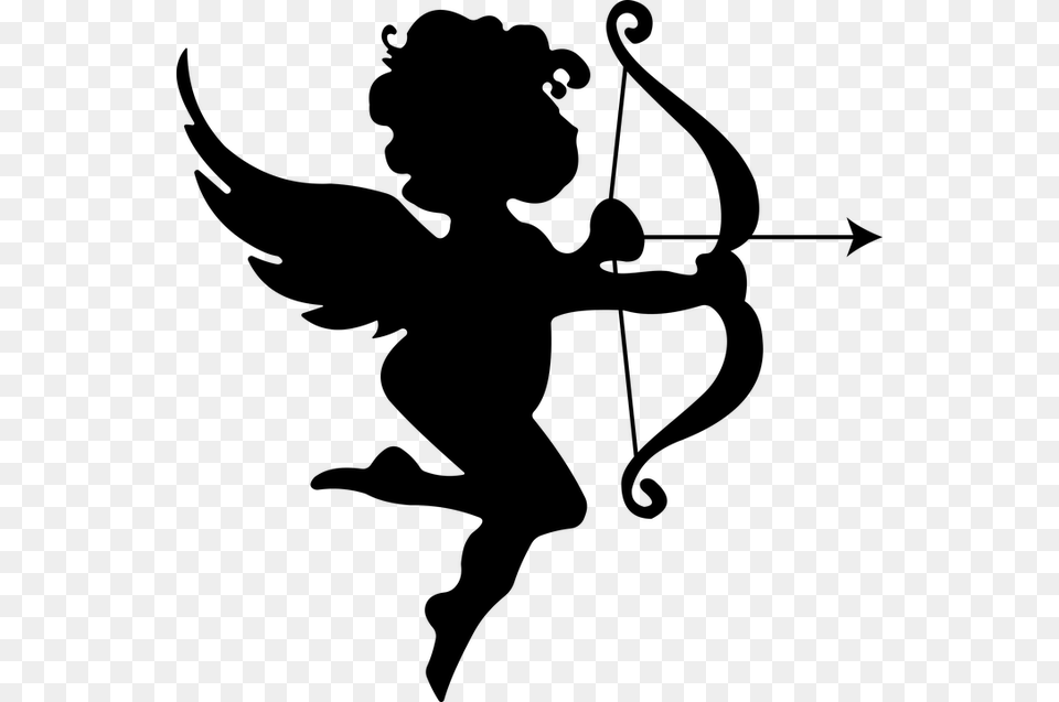 Cupid Silhouette, Gray Free Png